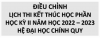 ĐIỀU CHỈNH LỊCH THI KẾT THÚC HỌC PHẦN HỌC KỲ II NĂM HỌC 2022 – 2023 HỆ ĐẠI HỌC CHÍNH QUY